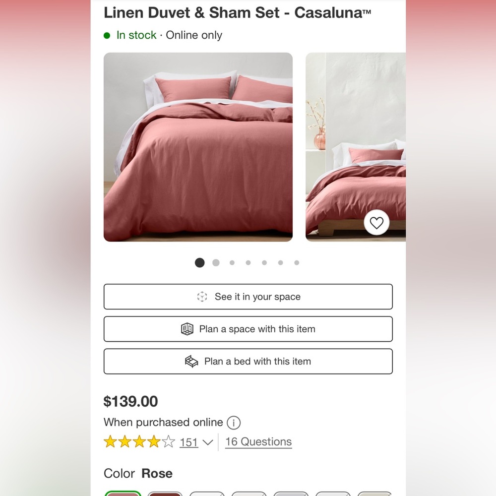 🖤New Casaluna Rose Full/Queen Duvet Set